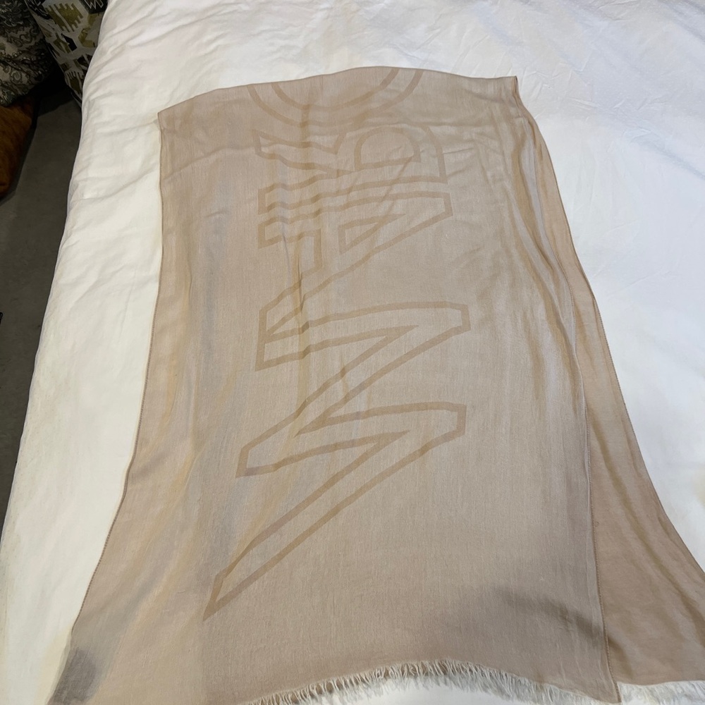 Marc Cain Tan and Cream Patterned Scarf
